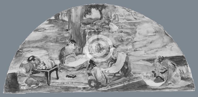 The Recording of Precedents: Confucius and His Pupils Collate and Transcribe Documents..., 1903. Creator: John La Farge.