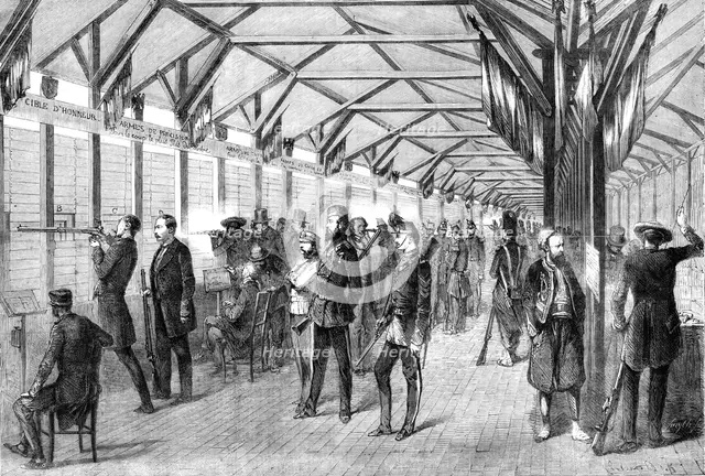 The recent Tir National at Vincennes, near Paris - from a drawing by J. A. Beaucé, 1860. Creator: Smyth.
