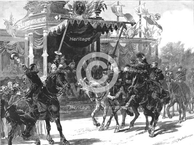 ''The Recent Festivities at Altenburg- The March Past of Peasents in their National Costumes Before  Creator: Unknown.