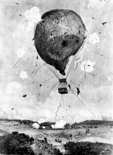 The recent Military Balloon Experiments in Germany:...artillery shooting at a balloon..., 1898. Creator: HC Seppings Wright