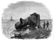 The recent railway accident at Granton, near Edinburgh - the engine on the beach..., 1860. Creator: Unknown