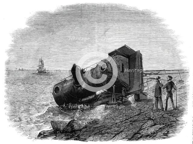 The recent railway accident at Granton, near Edinburgh - the engine on the beach..., 1860. Creator: Unknown.
