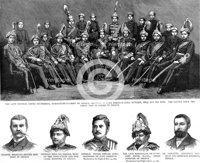 'The Recent Revolution in Nepaul, India. Local Dignitaries', 1886.  Creator: Unknown.