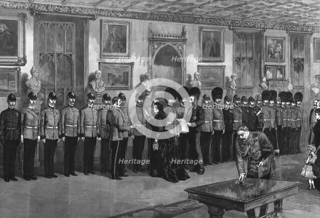 'The recent Soudan Campaigns - The Queen at Windsor Castle Distributing Medals, 1886 Creator: Unknown.