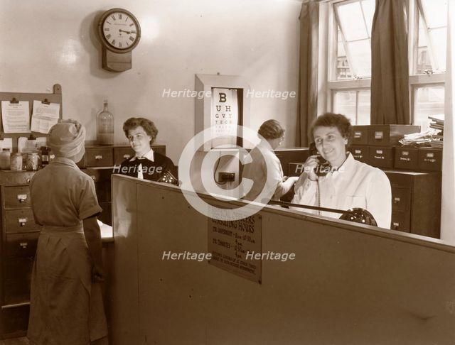 The reception at the Rowntree medical department, York, Yorkshire, 1955. Artist: Unknown