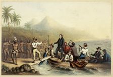 The Reception of the Rev. J. Williams, at Tanna in the South Seas, the Day Before He was..., 1841. Creator: George Baxter