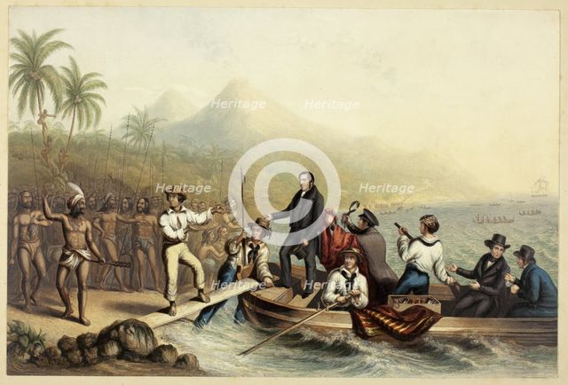 The Reception of the Rev. J. Williams, at Tanna in the South Seas, the Day Before He was..., 1841. Creator: George Baxter.