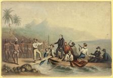 The Reception of the Rev. J. Williams, at Tanna in the South Seas, the Day Before He was..., 1841. Creator: George Baxter