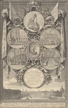 The Reception of Louis XIV at the Hôtel de Ville on the Occasion of his Recovery, January ..., 1687. Creator: Sébastien Le Clerc the Younger