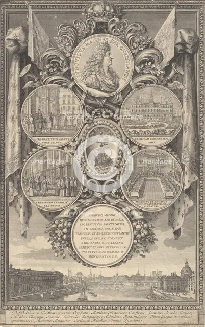 The Reception of Louis XIV at the Hôtel de Ville on the Occasion of his Recovery, January ..., 1687. Creator: Sébastien Le Clerc the Younger.