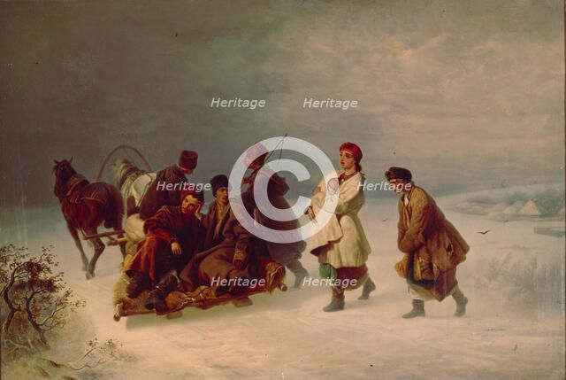 The Recruits Farewell, 1860. Artist: Sokolov, Ivan Ivanovich (1823-1918)