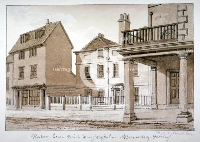 The rectory, St Mary Magdalen, Bermondsey, London, 1828. Artist: John Chessell Buckler