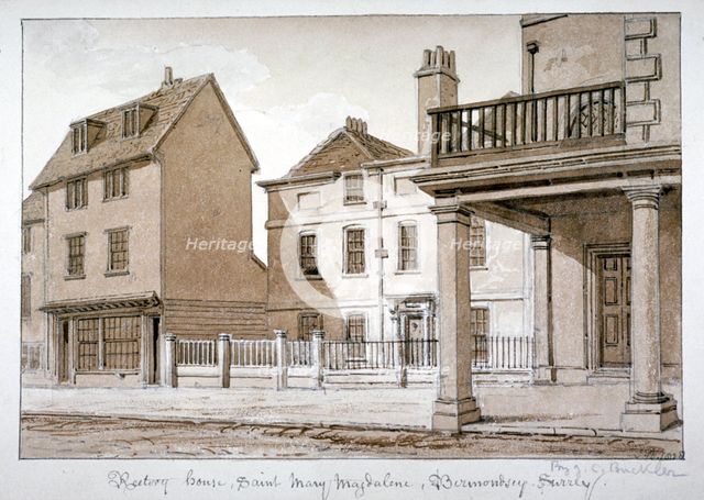 The rectory, St Mary Magdalen, Bermondsey, London, 1828. Artist: John Chessell Buckler