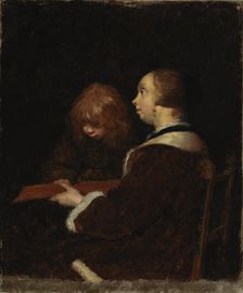 The Reading Lesson, copy after Ter Borch, 1894-1900. Creator: Maria Wiik