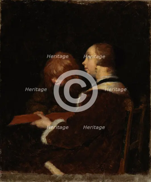 The Reading Lesson, copy after Ter Borch, 1894-1900. Creator: Maria Wiik.