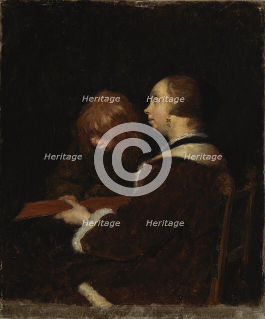 The Reading Lesson, copy after Ter Borch, 1894-1900. Creator: Maria Wiik.