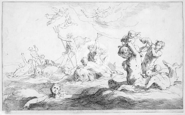 The Realm of Neptune, from Drawing Book, 1650-56. Creator: Frederick Bloemaert.