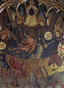 The rebellion of the Angels table of the altarpiece of Saint Michael, in the church of Santa …