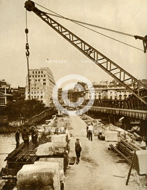 The rebuilding of Waterloo Bridge, London, 1934, (1935). Creator: Unknown.