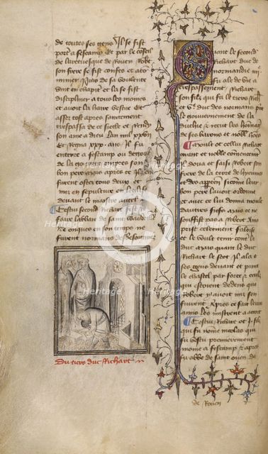 The Rebuilding of the Abbey Church of Saint-Wandrille (Fontenelle near Caudebec..., about 1400-1415. Creator: Unknown.