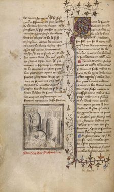 The Rebuilding of the Abbey Church of Saint-Wandrille (Fontenelle near Caudebec..., about 1400-1415. Creator: Unknown