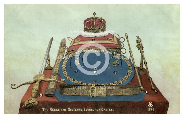 'The Regalia of Scotland, Edinburgh Castle', 19th or 20th century. Artist: Unknown