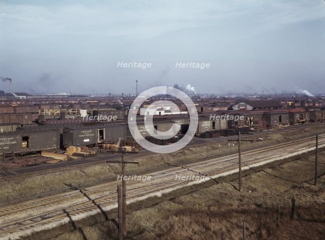 The regular tracks of the South Yards, at C & NW RR's Proviso (?) yard, Chicago, Ill., 1942. Creator: Jack Delano.