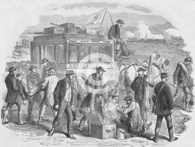 The Red Cross Society at Work Outside Paris, 1870, (1884). Artist: Unknown