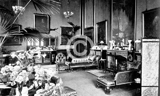 The Red Drawing Room in the Speaker's House, Palace of Westminster, London, c1905. Artist: Unknown