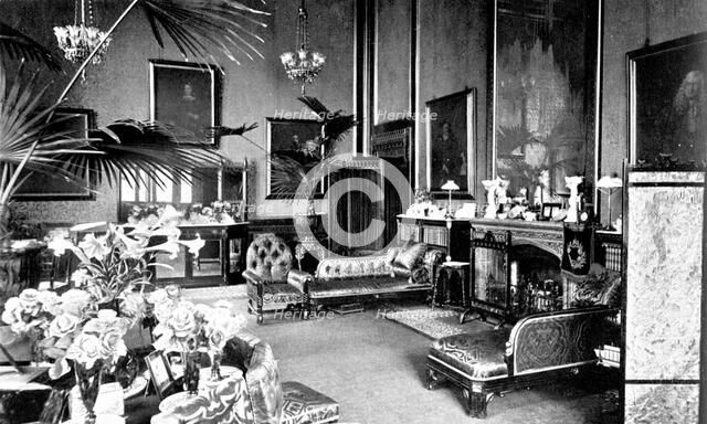 The Red Drawing Room in the Speaker's House, Palace of Westminster, London, c1905. Artist: Unknown