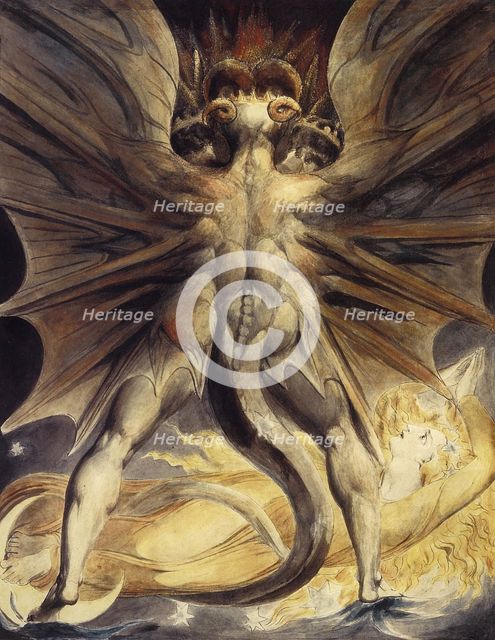 The Red Dragon and the Woman Clothed in Sun, ca 1802-1805. Artist: Blake, William (1757-1827)