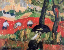 The Red Field, Pont Aven c1887. Artist: Emile Bernard