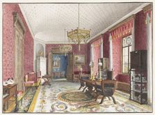 The Red Room, Schloss Fischbach, c. 1846. Artist: Klose, Friedrich Wilhelm (1804-1863)