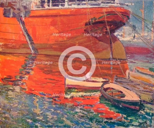 'The Red Ship, Barcelona', c1915. Artist: Rafael Forns y Romans.
