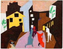 The Red Streetsweeper (II), 1920-1949. Creator: Lyonel Feininger