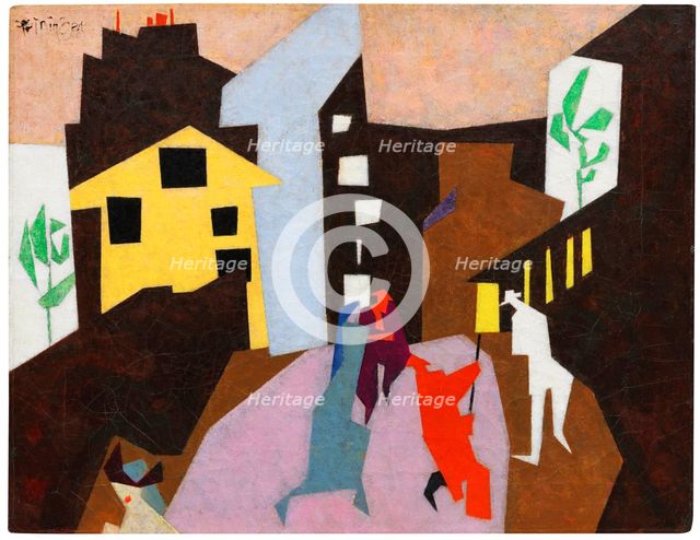 The Red Streetsweeper (II), 1920-1949. Creator: Lyonel Feininger.