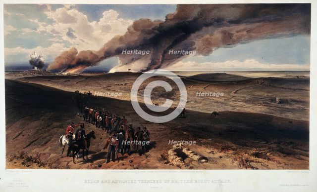 The Redan and the British trenches. Artist: Simpson, William (1832-1898)