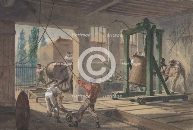 The Reels of Gutta-percha Covered Conducting Wire Conveyed into Tanks at the Works..., 1865-66. Creator: Robert Charles Dudley.