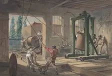 The Reels of Gutta-percha Covered Conducting Wire Conveyed into Tanks at the Works..., 1865-66. Creator: Robert Charles Dudley