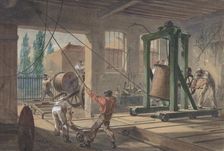 The Reels of Gutta-percha Covered Conducting Wire Conveyed into Tanks at the Works..., 1865-66. Creator: Robert Charles Dudley