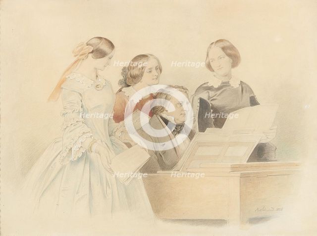 The rehearsal with Franz Lachner, 1858. Creator: Schwind, Moritz Ludwig, von (1804-1871).
