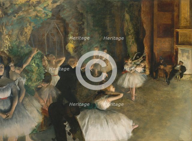 The Rehearsal of the Ballet Onstage, ca. 1874. Creator: Edgar Degas.