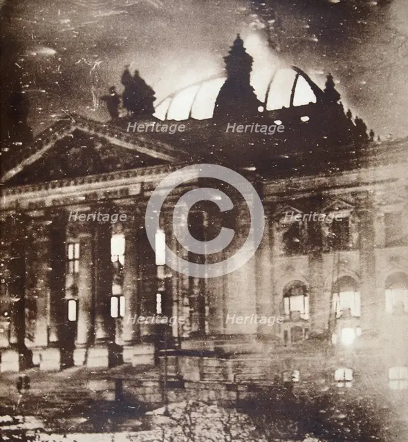 The Reichstag on fire, Berlin, Germany, 27 February 1933. Creator: Unknown.