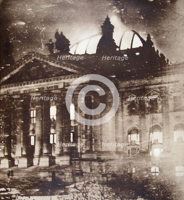 The Reichstag on fire, Berlin, Germany, 27 February 1933. Creator: Unknown.