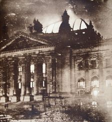 The Reichstag on fire, Berlin, Germany, 27 February 1933. Creator: Unknown