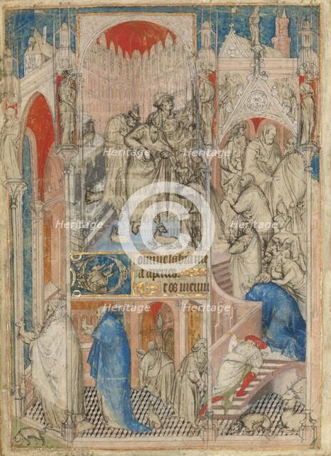 The Rejection of Joachim and Anna's Offering; Leaf from a Book of Hours, about 1410-1430. Creator: Master of the Rohan Hours.