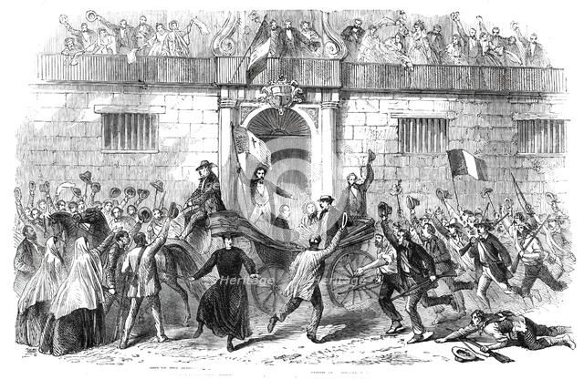 The release of politicial prisoners from the Castellamare, Palermo, on June 19..., 1860. Creator: Unknown.