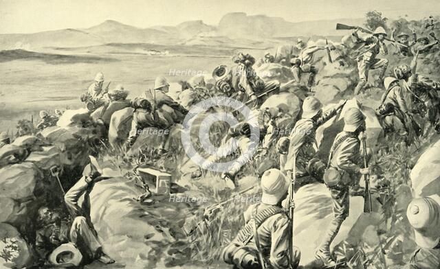 'The Relief of Ladysmith - The Last Rush at Hlangwane Hill', 1900. Creator: René Bull.