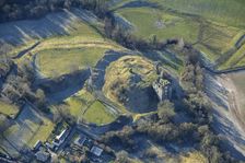 The remains of Clun Castle, a motte and bailey castle, Clun, Shropshire, 2024. Creator: Damian Grady