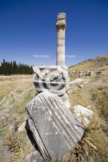 The remains of a stoa, Pamukkale (Hierapolis), Turkey. Artist: Samuel Magal